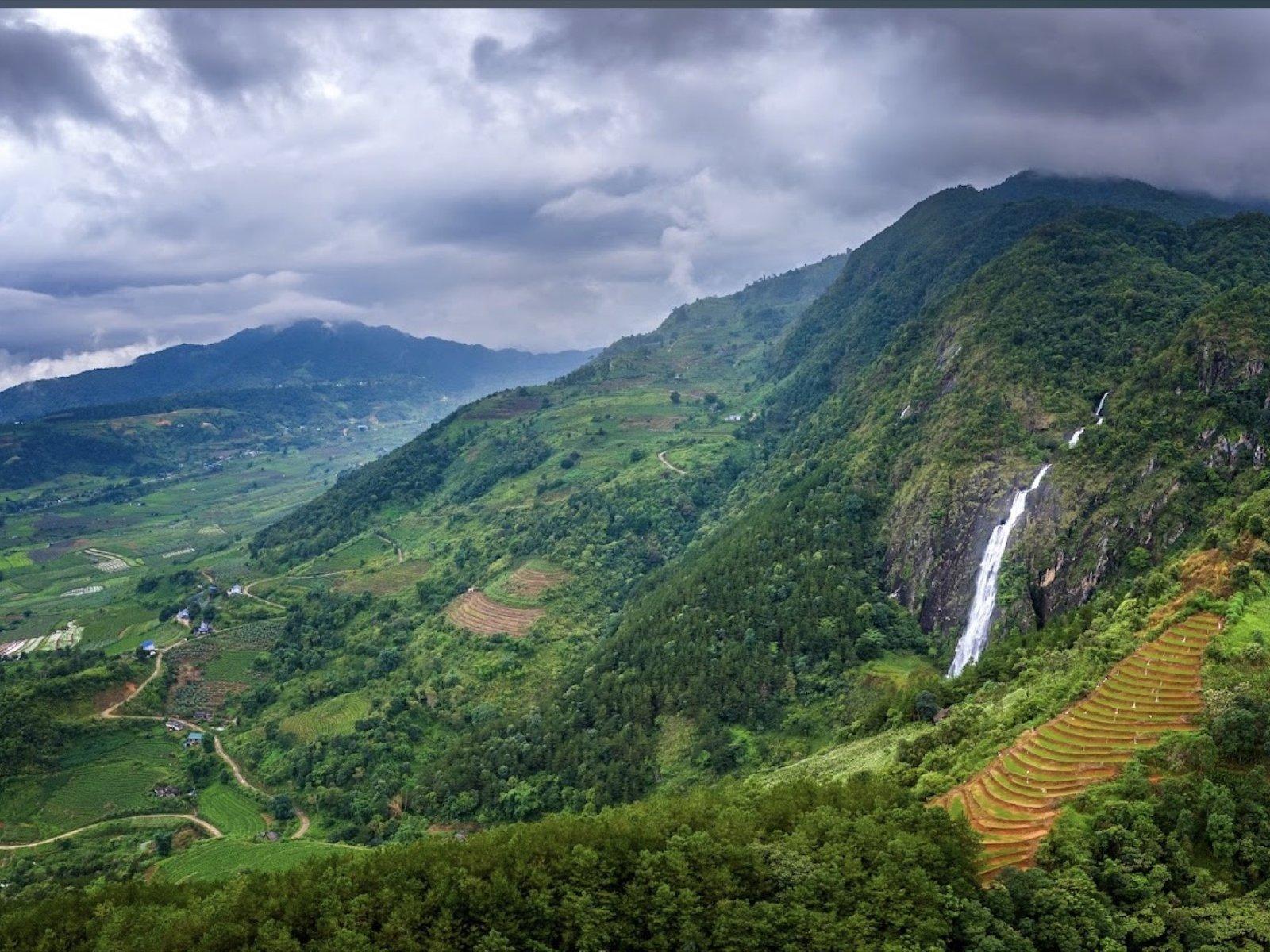 A waterfall along the route